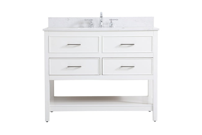 VF19042WH-BS 42" Single Bathroom Vanity in White With Backsplash