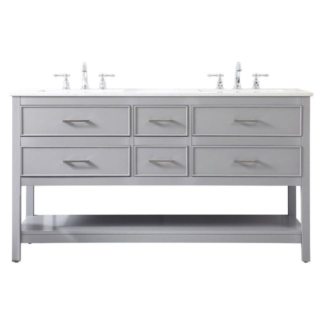 VF19060DGR 60" Double Bathroom Vanity in Gray