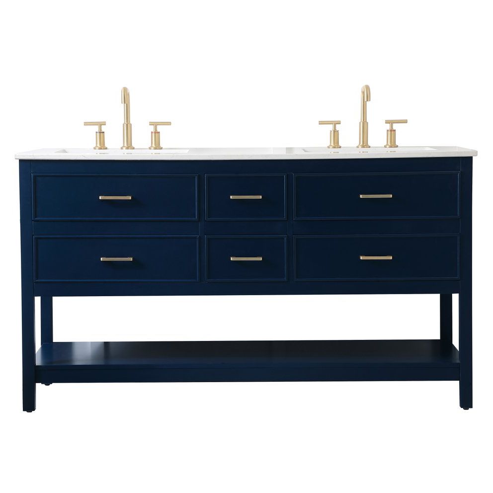 VF19060DBL 60" Double Bathroom Vanity in Blue
