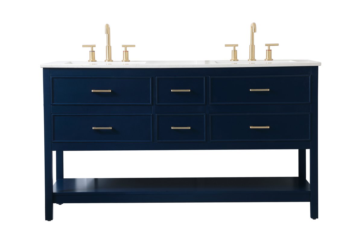 VF19060DBL 60" Double Bathroom Vanity in Blue