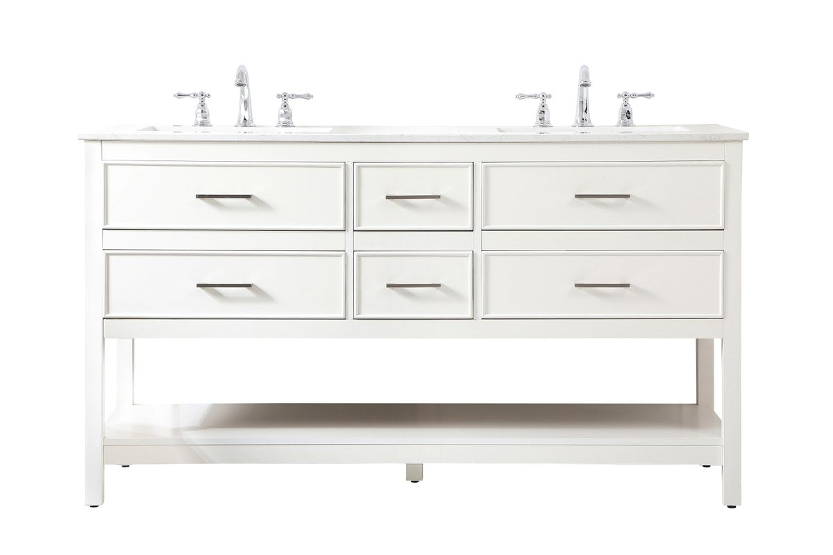 VF19060DWH 60" Double Bathroom Vanity in White