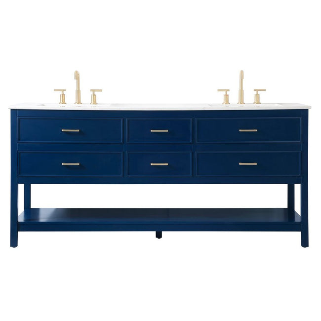 VF19072DBL 72" Double Bathroom Vanity in Blue