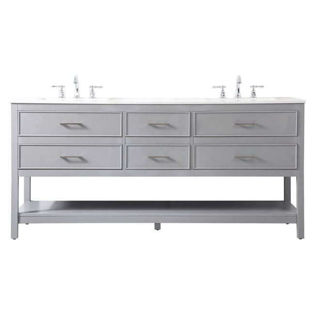 VF19072DGR 72" Double Bathroom Vanity in Gray