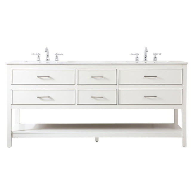 VF19072DWH 72" Double Bathroom Vanity in White
