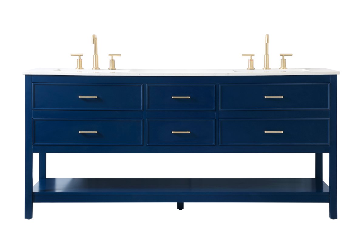 VF19072DBL 72" Double Bathroom Vanity in Blue
