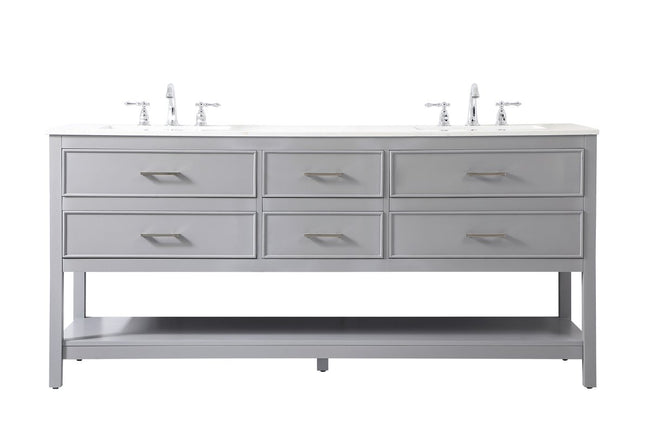 VF19072DGR 72" Double Bathroom Vanity in Gray
