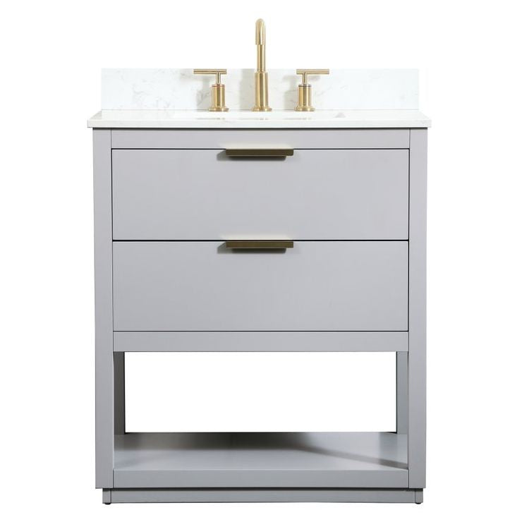 VF19230GR-BS 30" Single Bathroom Vanity in Grey With Backsplash