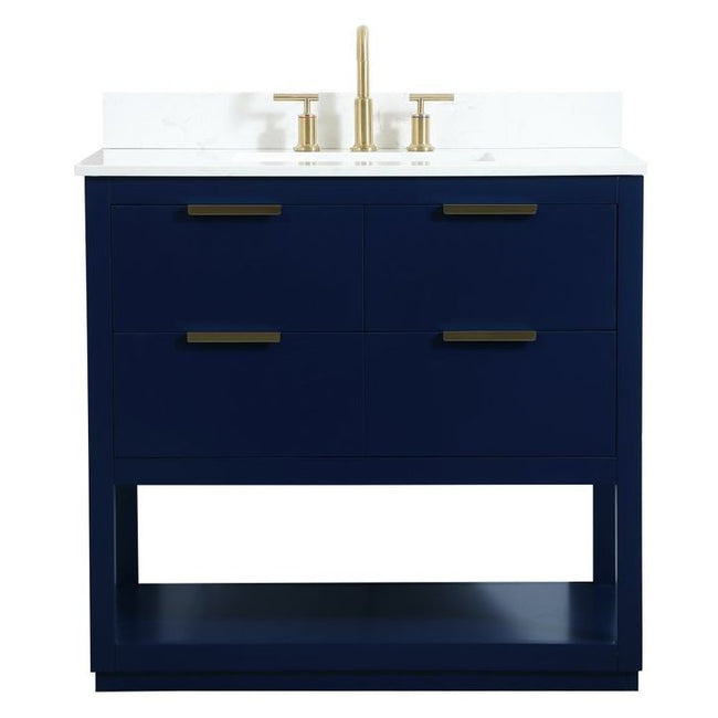 VF19236BL-BS 36" Single Bathroom Vanity in Blue With Backsplash