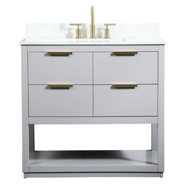 VF19236GR-BS 36" Single Bathroom Vanity in Grey With Backsplash