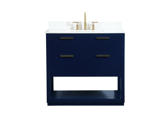 VF19236BL-BS 36" Single Bathroom Vanity in Blue With Backsplash