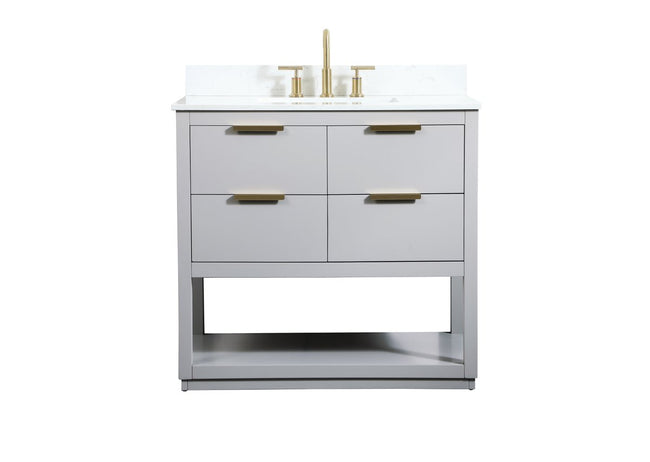 VF19236GR-BS 36" Single Bathroom Vanity in Grey With Backsplash