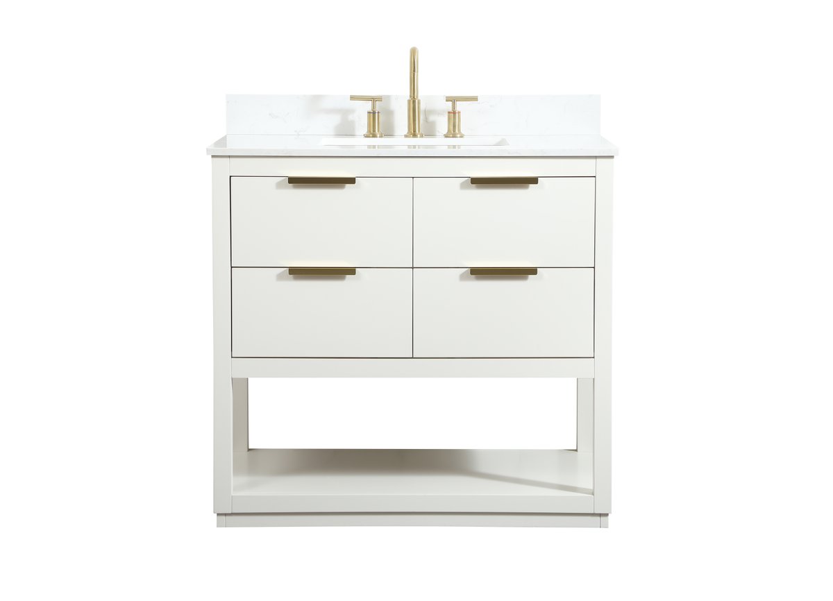 VF19236WH-BS 36" Single Bathroom Vanity in White With Backsplash