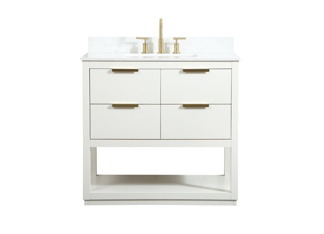 VF19236WH-BS 36" Single Bathroom Vanity in White With Backsplash