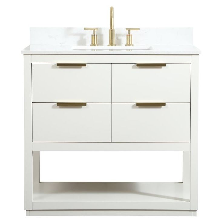 VF19236WH-BS 36" Single Bathroom Vanity in White With Backsplash