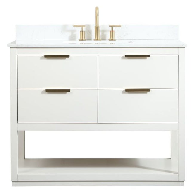 VF19242WH-BS 42" Single Bathroom Vanity in White With Backsplash