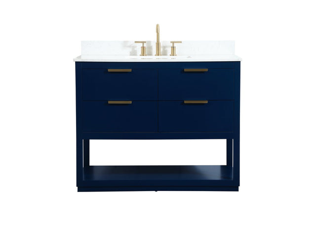 VF19242BL-BS 42" Single Bathroom Vanity in Blue With Backsplash