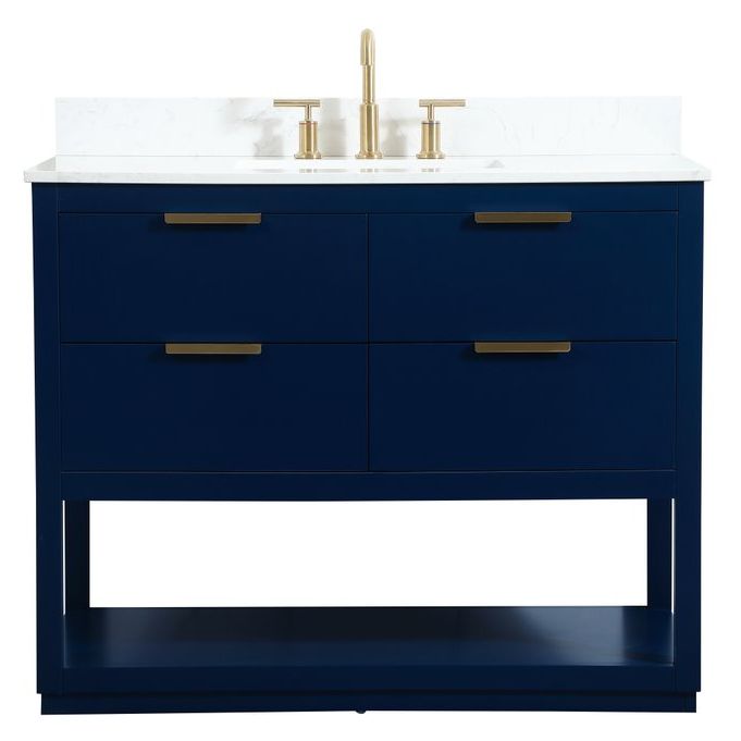 VF19242BL-BS 42" Single Bathroom Vanity in Blue With Backsplash
