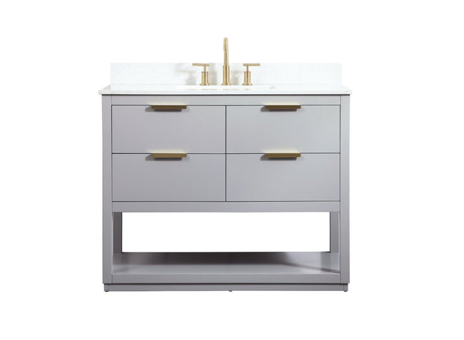 VF19242GR-BS 42" Single Bathroom Vanity in Grey With Backsplash