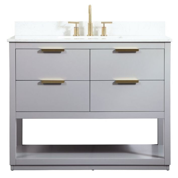 VF19242GR-BS 42" Single Bathroom Vanity in Grey With Backsplash