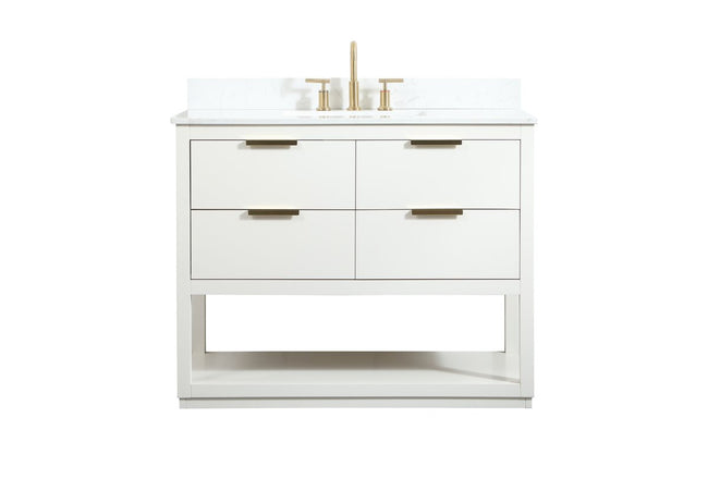 VF19242WH-BS 42" Single Bathroom Vanity in White With Backsplash