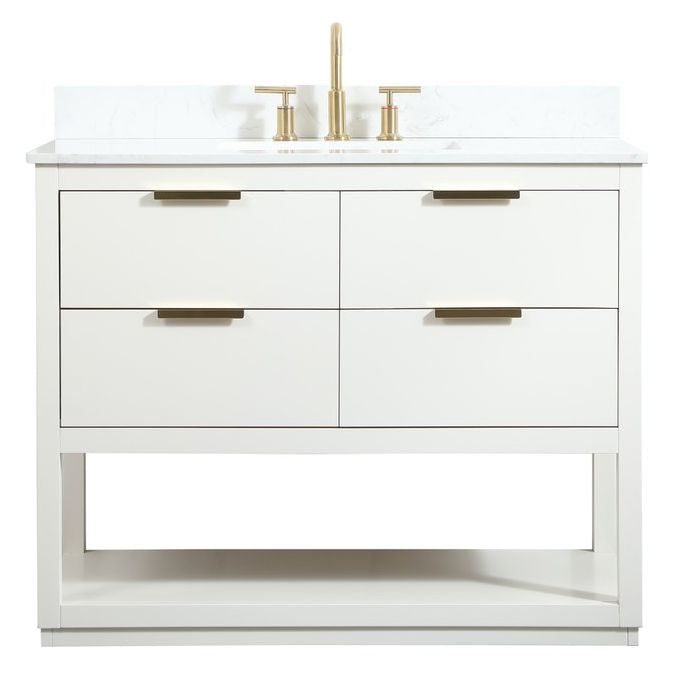 VF19242WH-BS 42" Single Bathroom Vanity in White With Backsplash