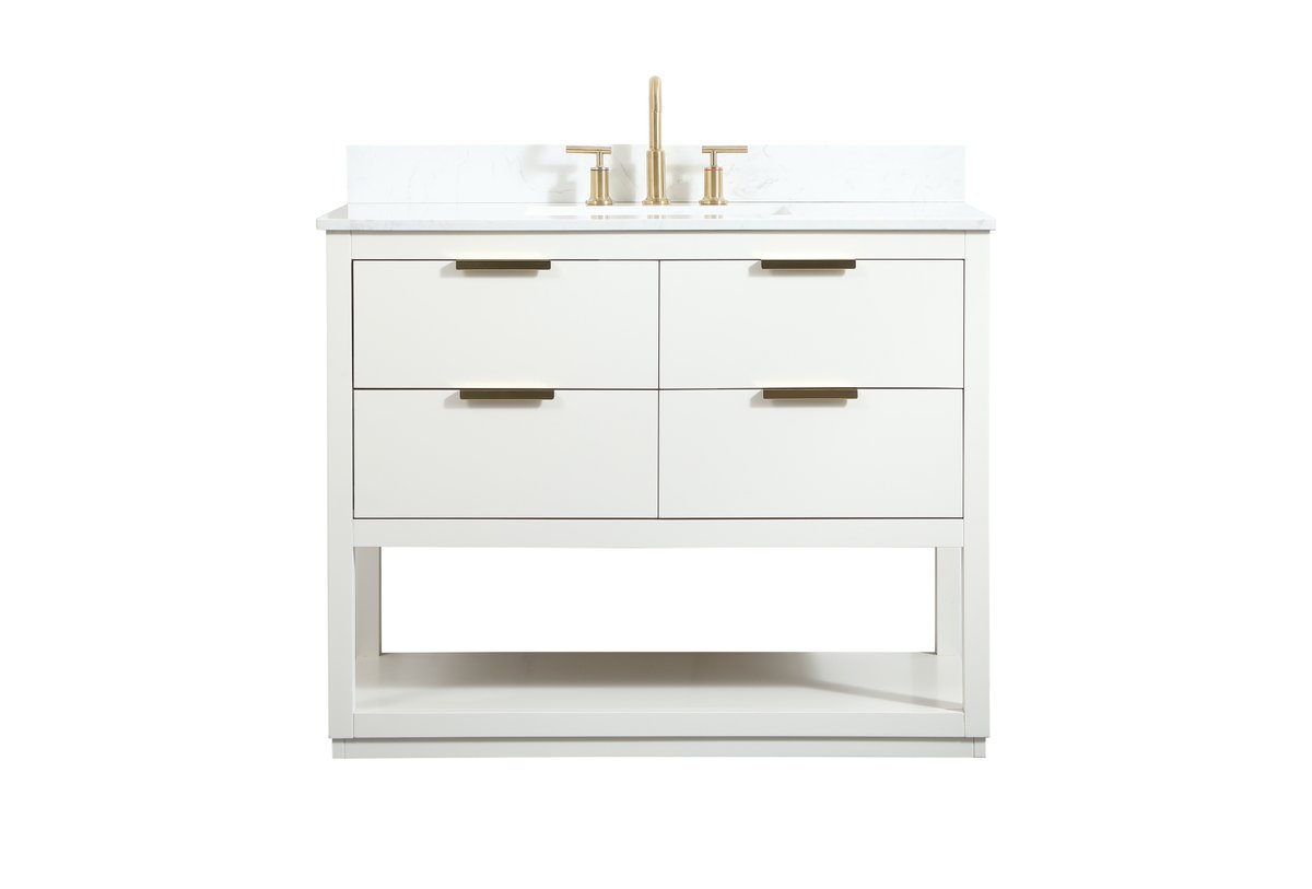 VF19242WH-BS 42" Single Bathroom Vanity in White With Backsplash