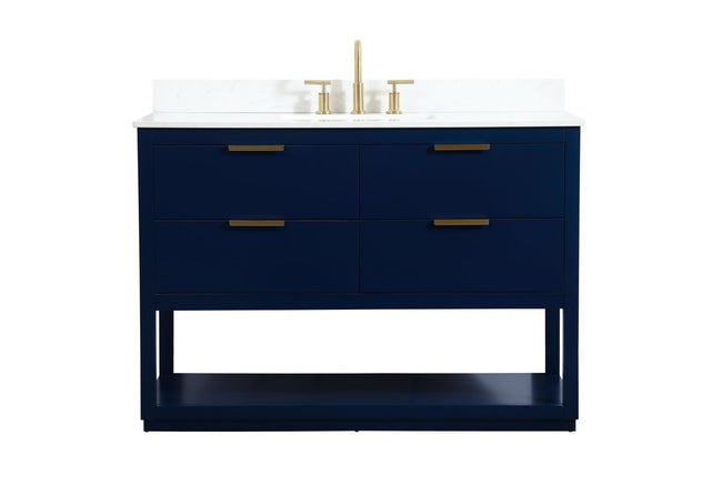 VF19248BL-BS 48" Single Bathroom Vanity in Blue With Backsplash