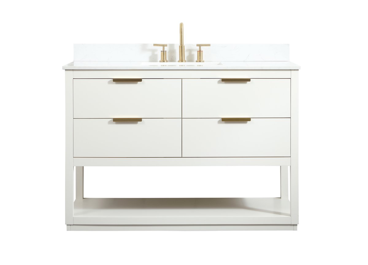 VF19248WH-BS 48" Single Bathroom Vanity in White With Backsplash