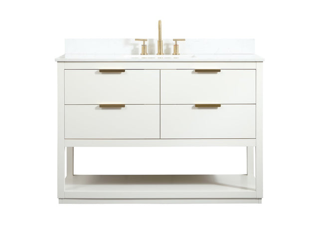 VF19248WH-BS 48" Single Bathroom Vanity in White With Backsplash