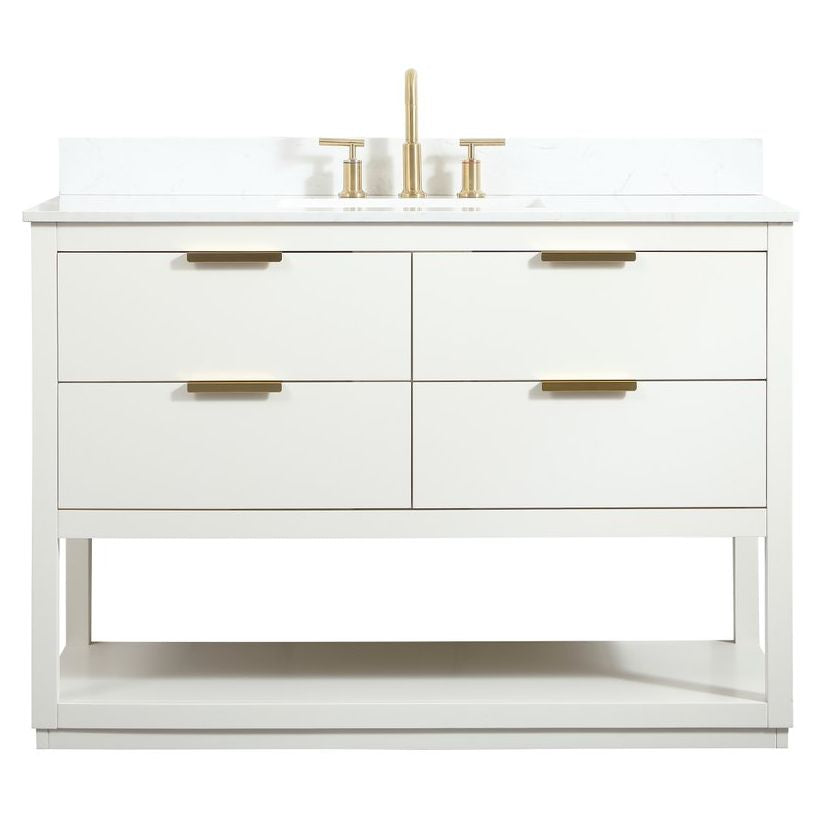 VF19248WH-BS 48" Single Bathroom Vanity in White With Backsplash