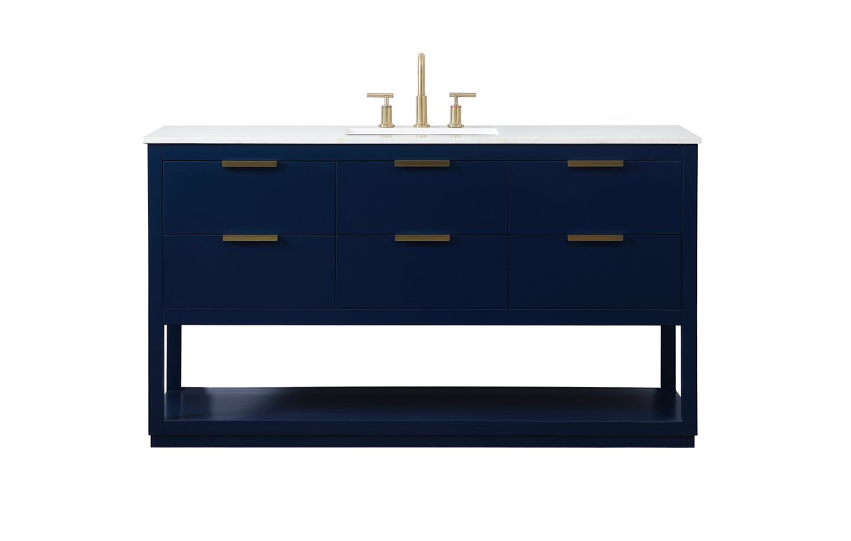 VF19260BL 60" Single Bathroom Vanity in Blue