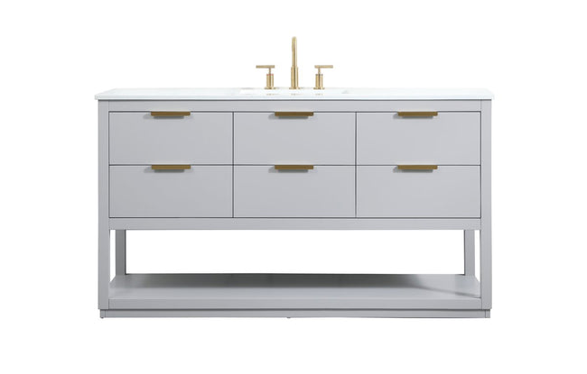 VF19260GR 60" Single Bathroom Vanity in Grey