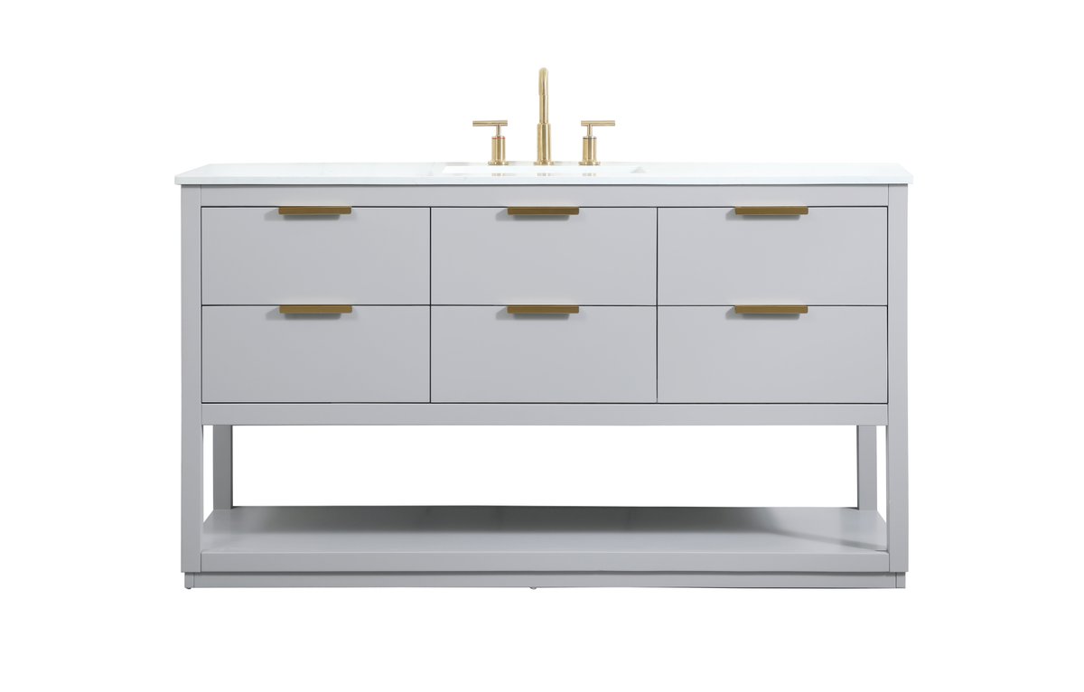VF19260GR 60" Single Bathroom Vanity in Grey