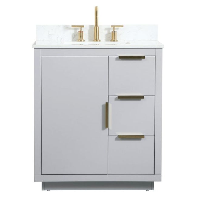 VF19430GR-BS 30" Single Bathroom Vanity in Grey With Backsplash