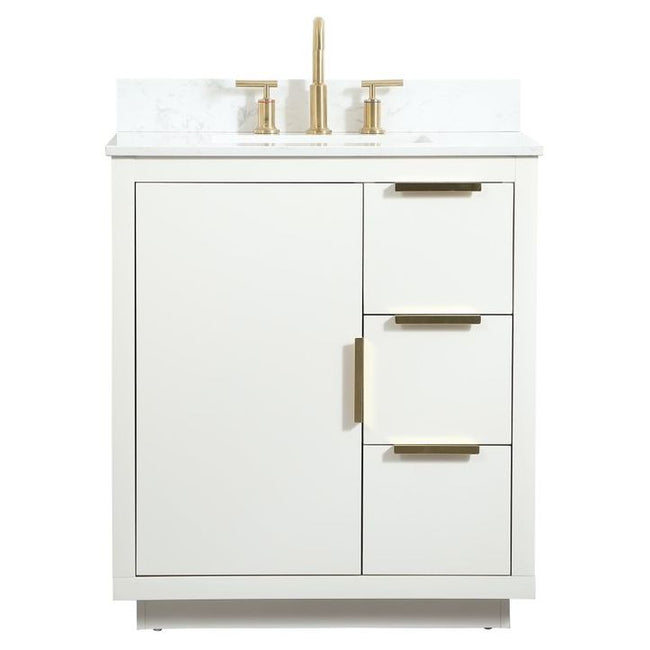 VF19430WH-BS 30" Single Bathroom Vanity in White With Backsplash