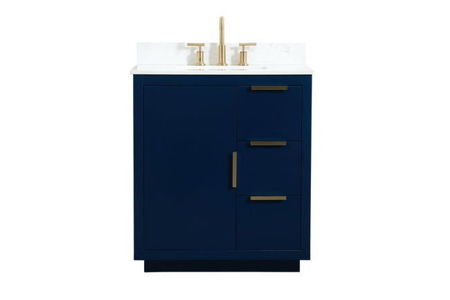 VF19430BL-BS 30" Single Bathroom Vanity in Blue With Backsplash