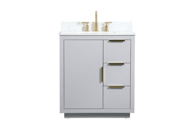 VF19430GR-BS 30" Single Bathroom Vanity in Grey With Backsplash