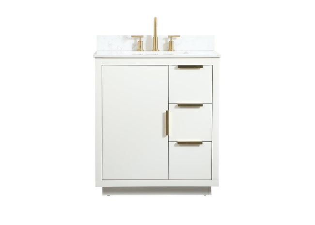 VF19430WH-BS 30" Single Bathroom Vanity in White With Backsplash