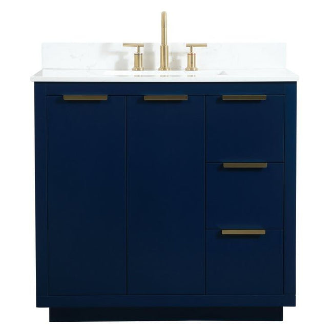VF19436BL-BS 36" Single Bathroom Vanity in Blue With Backsplash