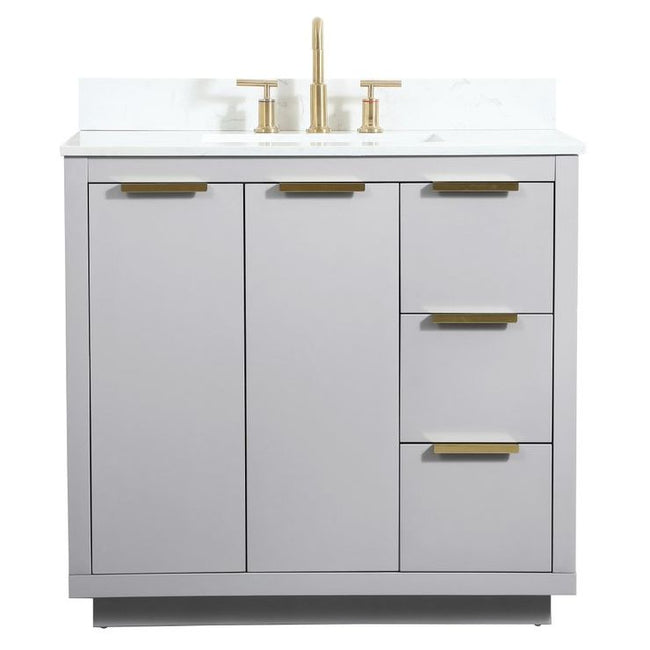 VF19436GR-BS 36" Single Bathroom Vanity in Grey With Backsplash