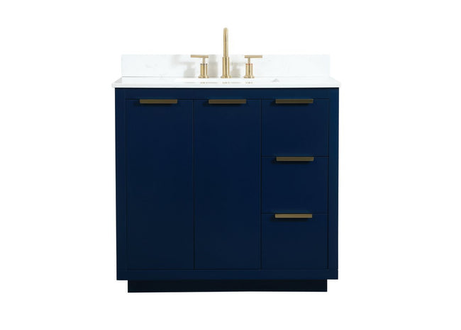 VF19436BL-BS 36" Single Bathroom Vanity in Blue With Backsplash