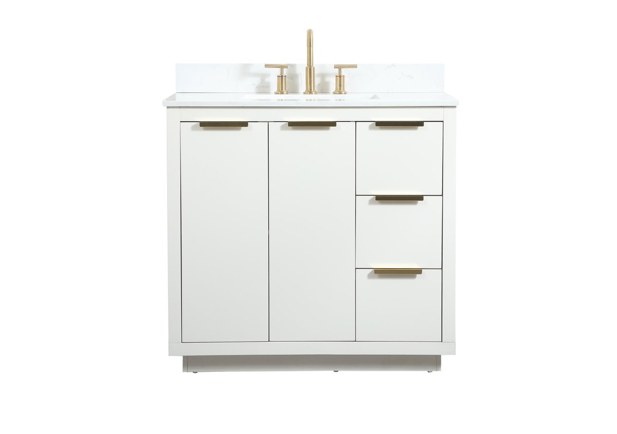 VF19436WH-BS 36" Single Bathroom Vanity in White With Backsplash
