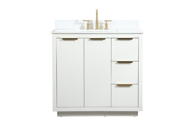 VF19436WH-BS 36" Single Bathroom Vanity in White With Backsplash