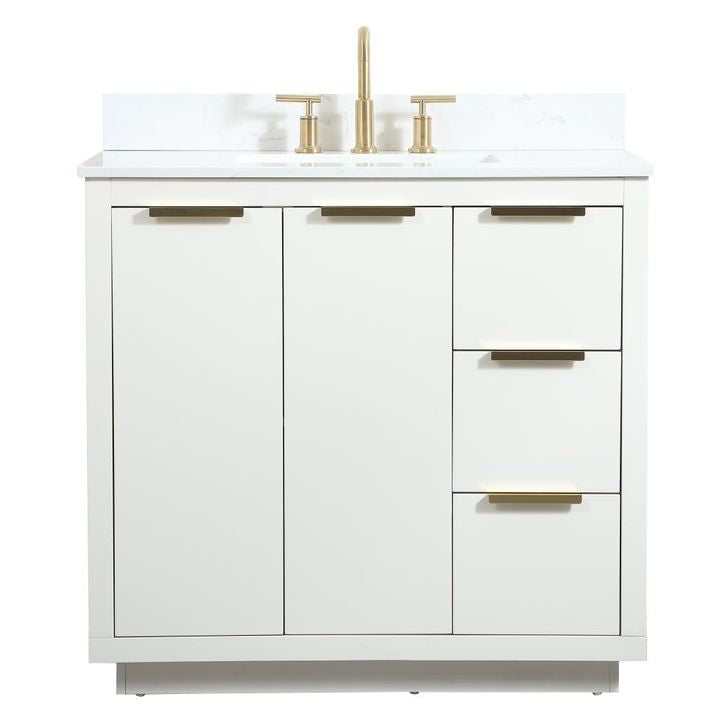 VF19436WH-BS 36" Single Bathroom Vanity in White With Backsplash
