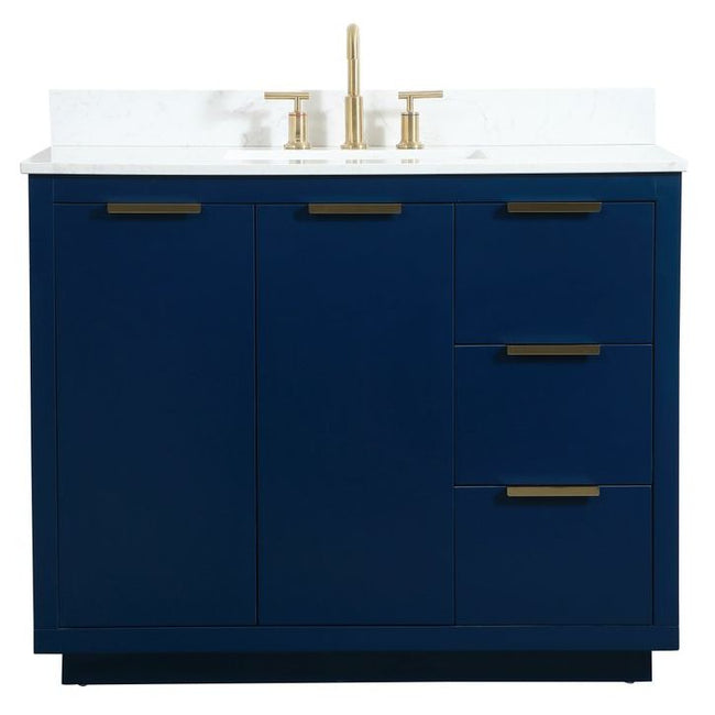 VF19442BL-BS 42" Single Bathroom Vanity in Blue With Backsplash