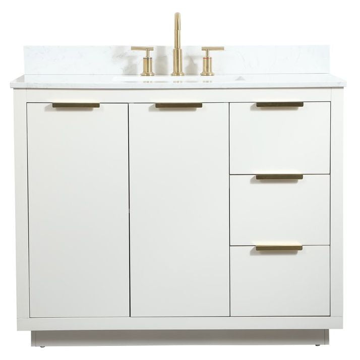 VF19442WH-BS 42" Single Bathroom Vanity in White With Backsplash