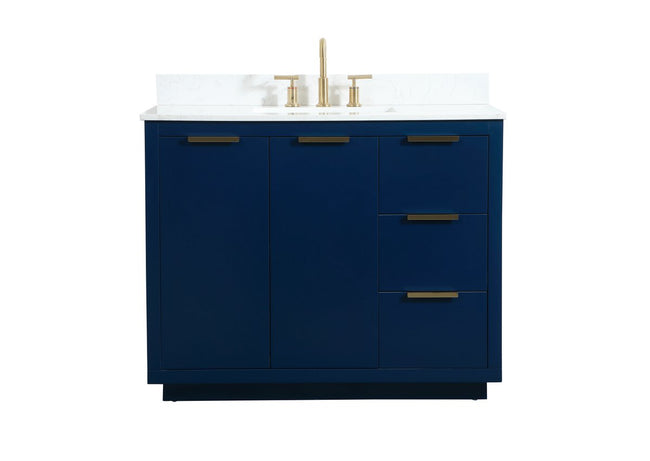 VF19442BL-BS 42" Single Bathroom Vanity in Blue With Backsplash