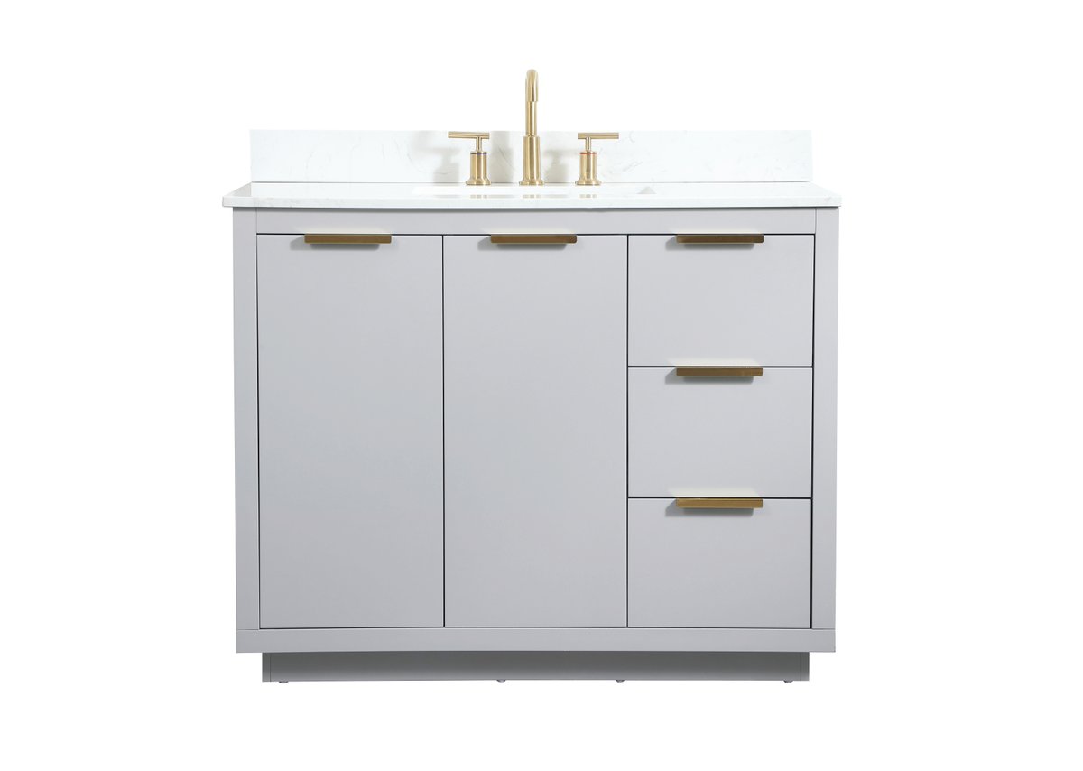 VF19442GR-BS 42" Single Bathroom Vanity in Grey With Backsplash