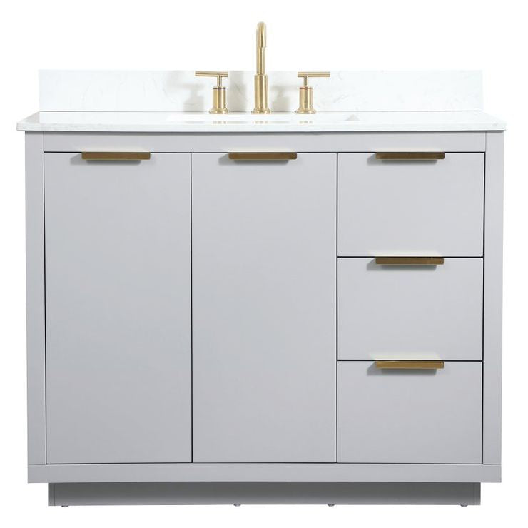 VF19442GR-BS 42" Single Bathroom Vanity in Grey With Backsplash