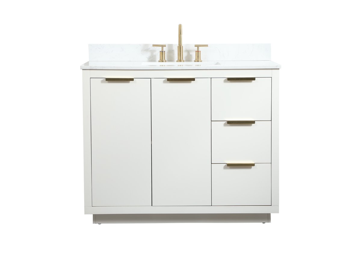 VF19442WH-BS 42" Single Bathroom Vanity in White With Backsplash